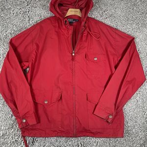 Polo Ralph lauren Full Zip Jacket Men's XL Hooded Windbreaker Red VTG Designer
